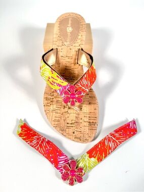 Lindsay Phillips SwitchFlops Tropical Pink Flower Interchangeable Straps Sz M